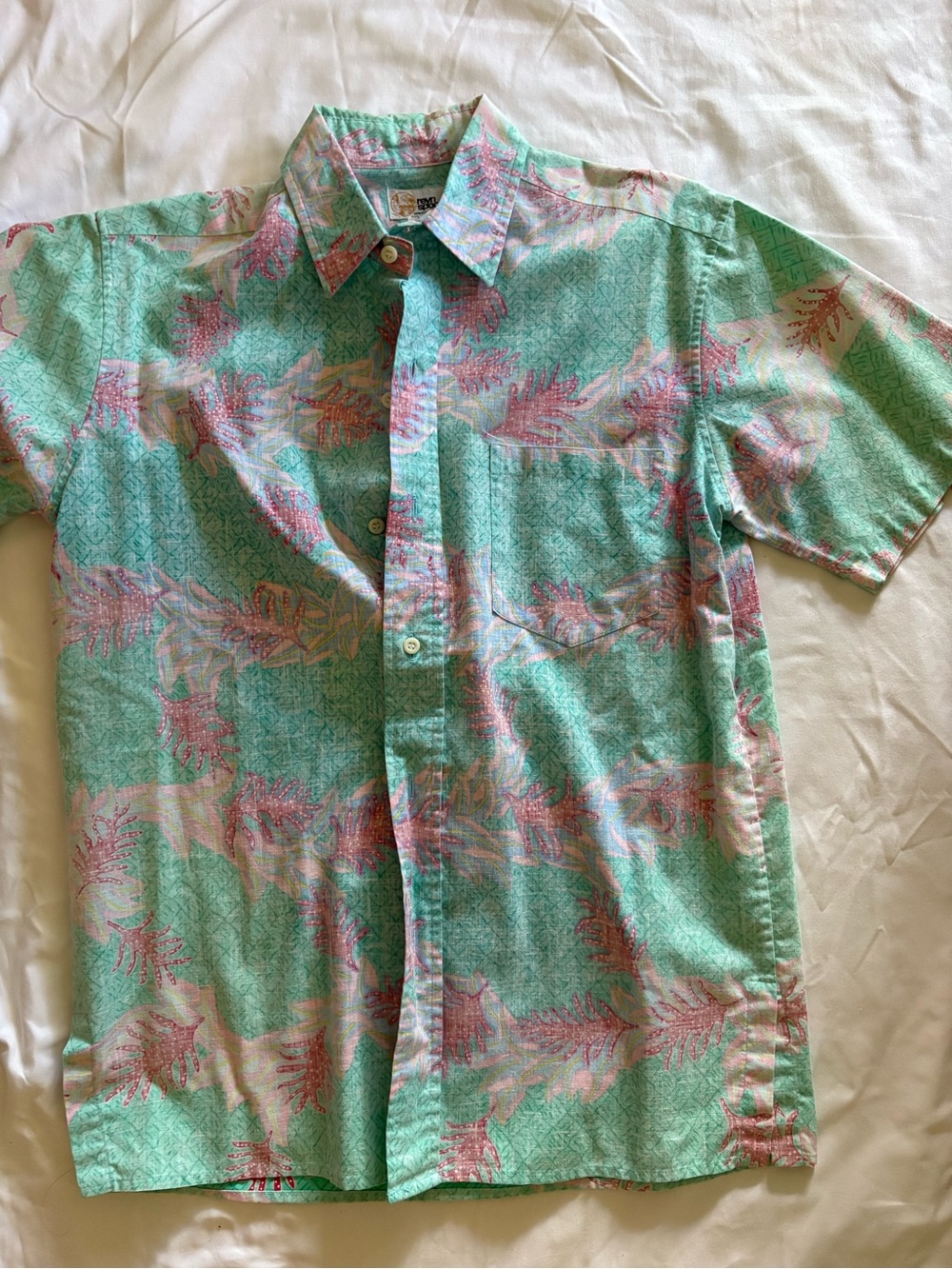 Men's aloha Shirt Short-Sleeve Tropical Print Shirt - Mint Green